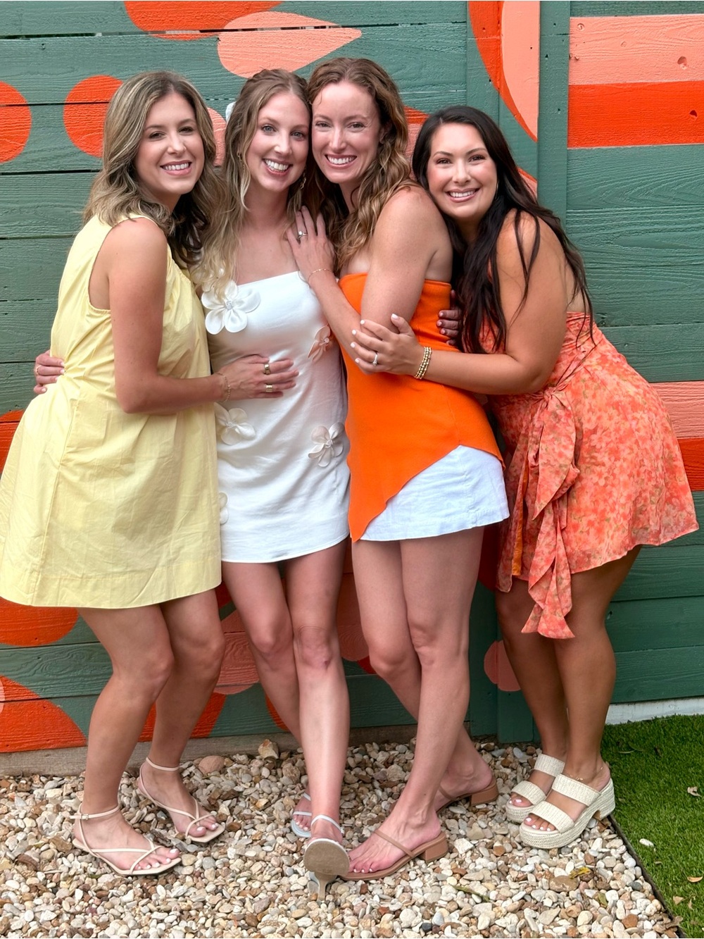 Orange and White Colorblock Mini Shorts - Women Shorts